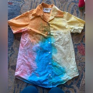 Big bud press tie dye cotton button down